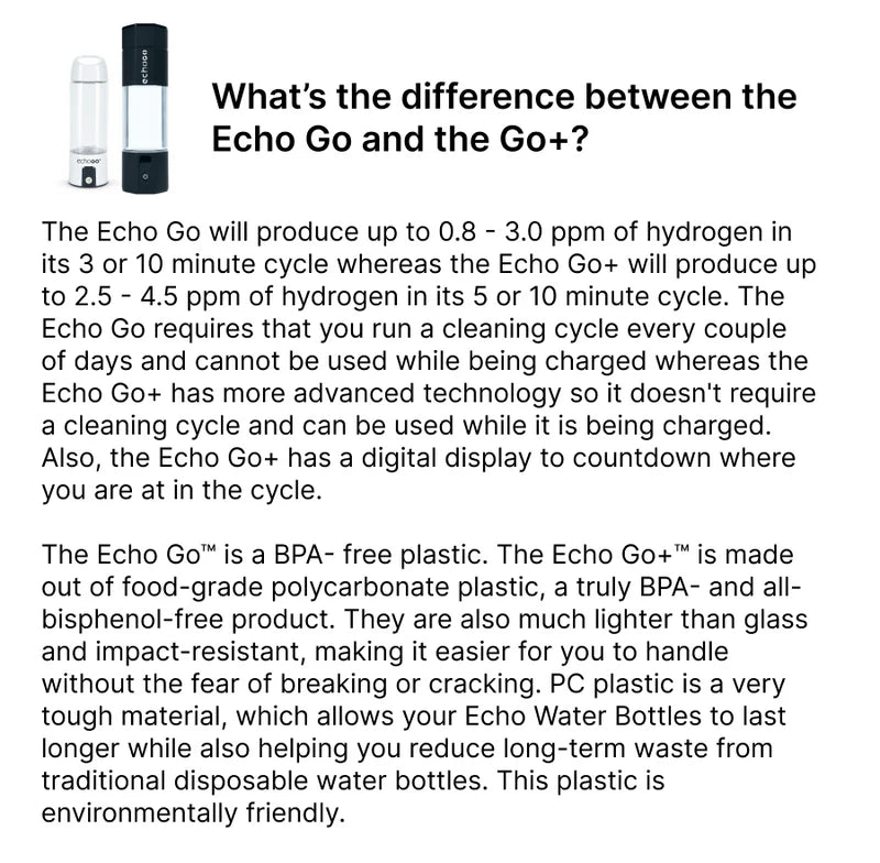 Echo Go™ Hydrogen Water Bottle